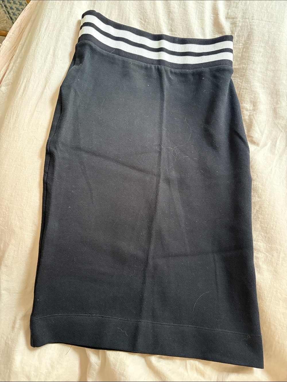 Kenneth Cole Black Pencil Skirt with White-Striped Waistband
